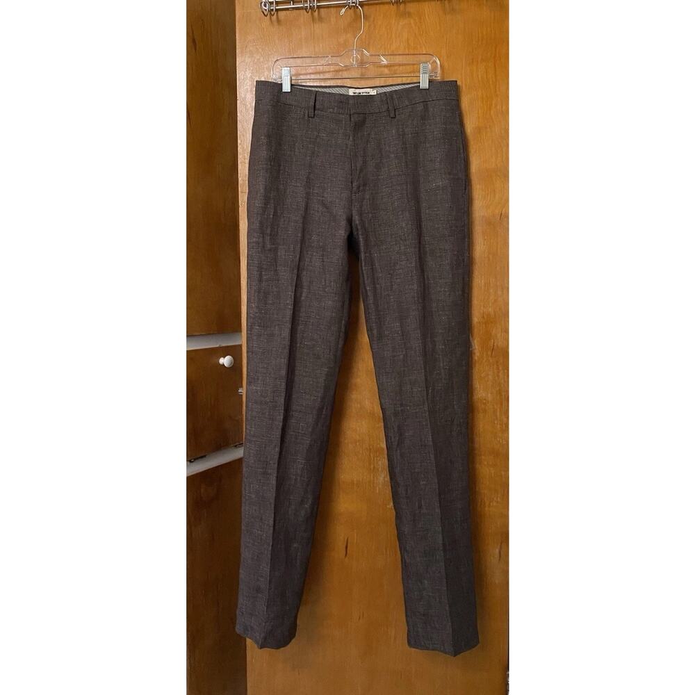 Taylor Stitch Linen Sheffield Trouser Slim Fit Pants $178 Cocoa Brown Size 32